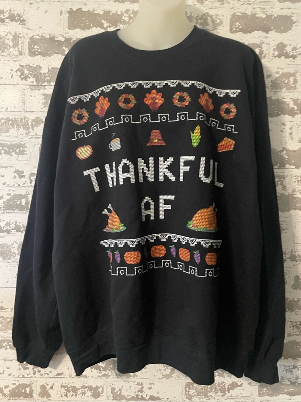 Gildan Black Thanksgiving “Thankful AF” Graphic Sweatshirt XL